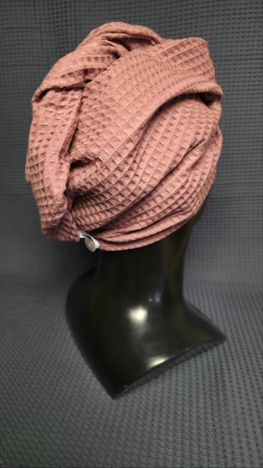 Полотенце для волос, тюрбан с пуговицами, вафельное / мятно-зеленый