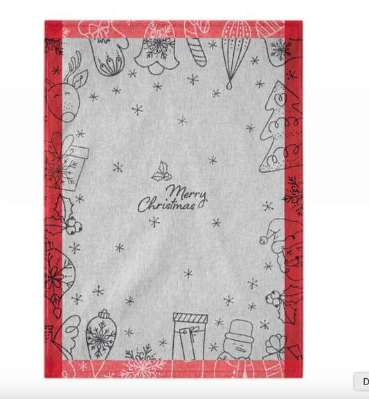 Virtuves dvielis - Ziemassvētki sarkans