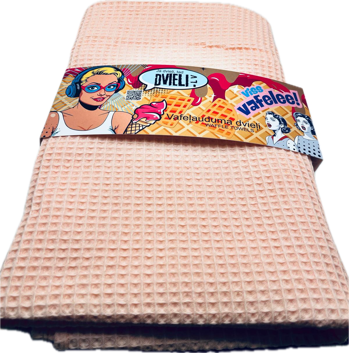 Waffle Fabric Towel / SALMON PINK