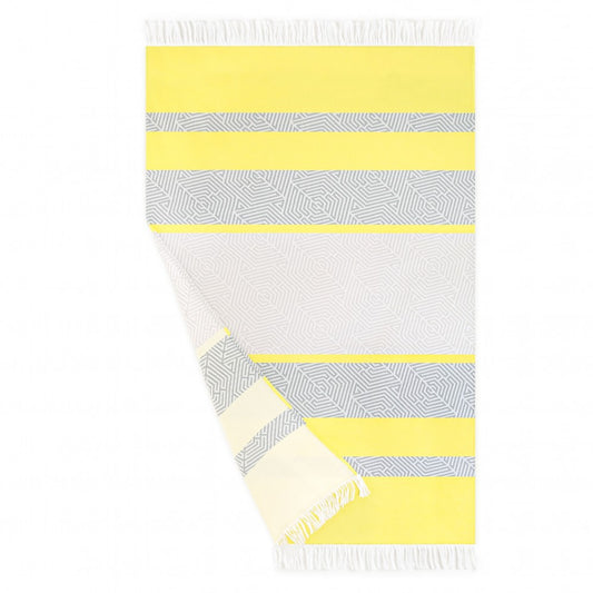 Pludmales dvielis/pleds - plānais ar bārkstīm dzelteni-pelēkas svītras