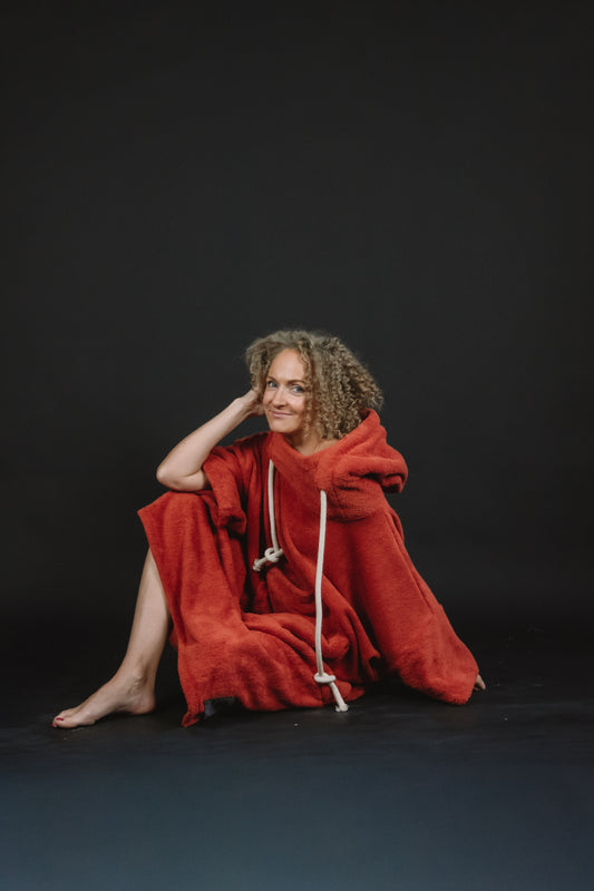 Pončo unisex - ķieģeļsarkans