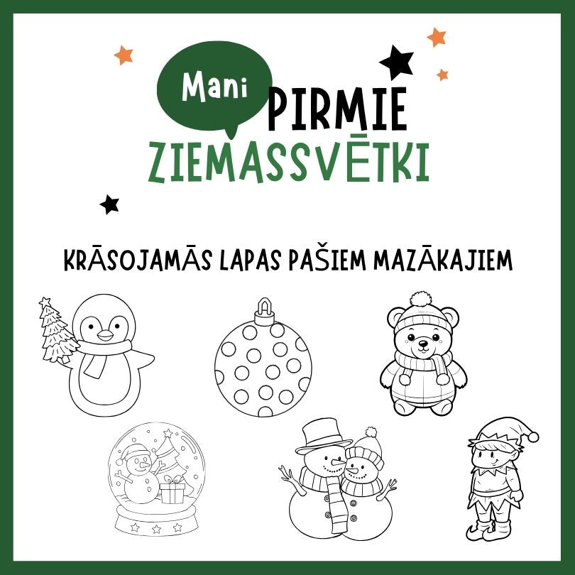Ziemassvētku krāsojamās lapas pašiem mazākajiem