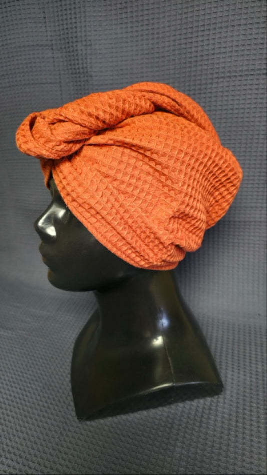 Matu dvielis Turbāns ar podziņu vafeļauduma / ķieģeļsarkans