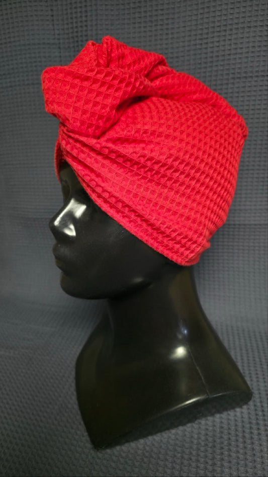 Matu dvielis Turbāns ar podziņu vafeļauduma / sarkans