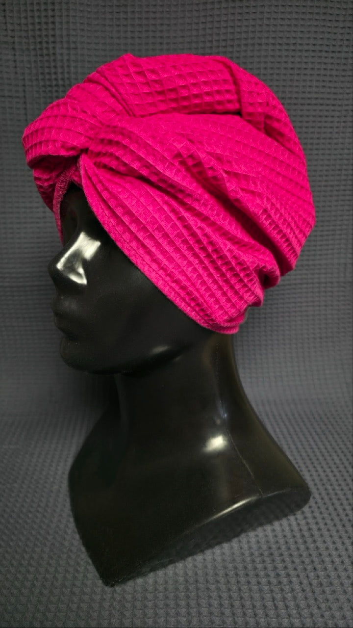 Matu dvielis Turbāns ar podziņu vafeļauduma / zaļš