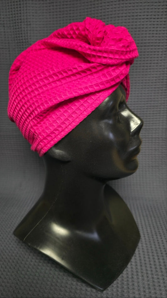 Matu dvielis Turbāns ar podziņu vafeļauduma / zaļš