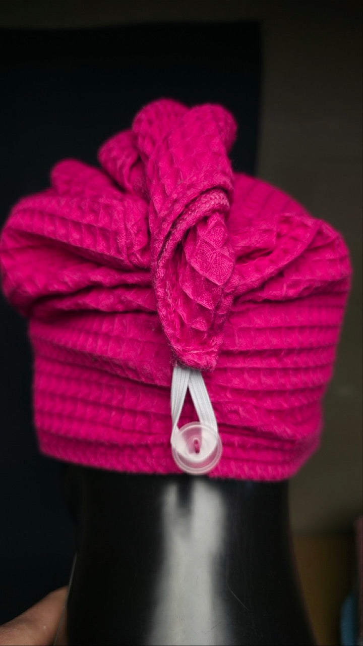 Matu dvielis Turbāns ar podziņu vafeļauduma / zaļš