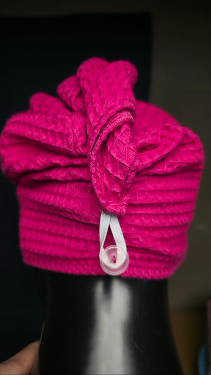 Matu dvielis Turbāns ar podziņu vafeļauduma / zaļš