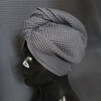 Plaukų rankšluostis Turbanas su sagomis, vafliniu pynimu / sena rožinė