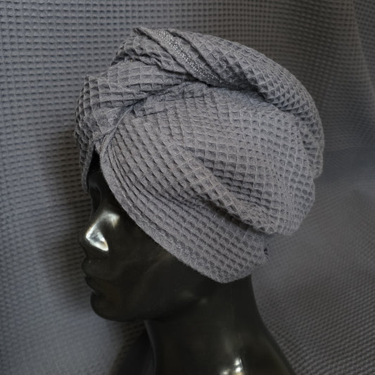 Plaukų rankšluostis Turbanas su sagomis, vafliniu pynimu / sena rožinė