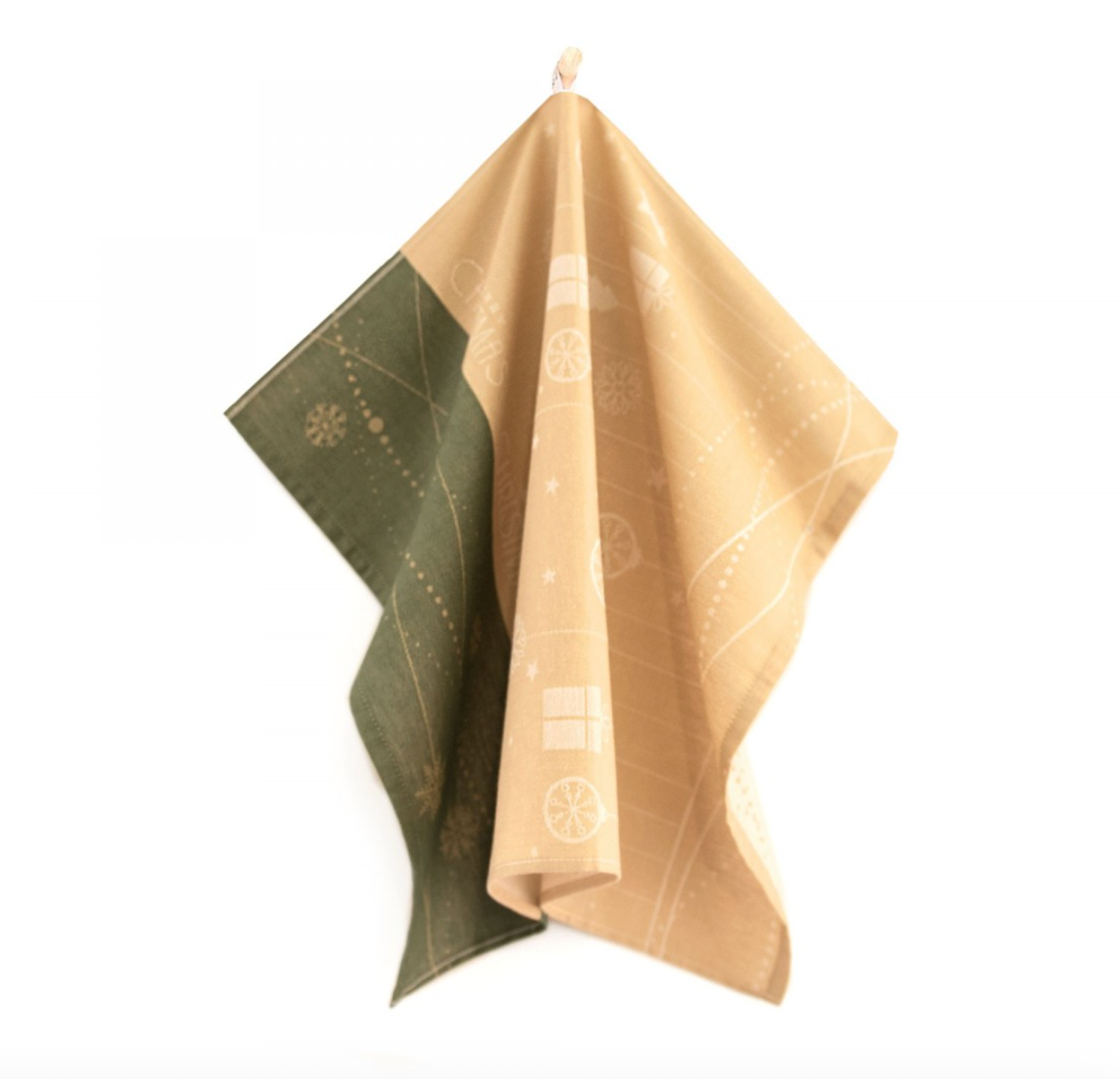 Kitchen Towel - Christmas ornament /green