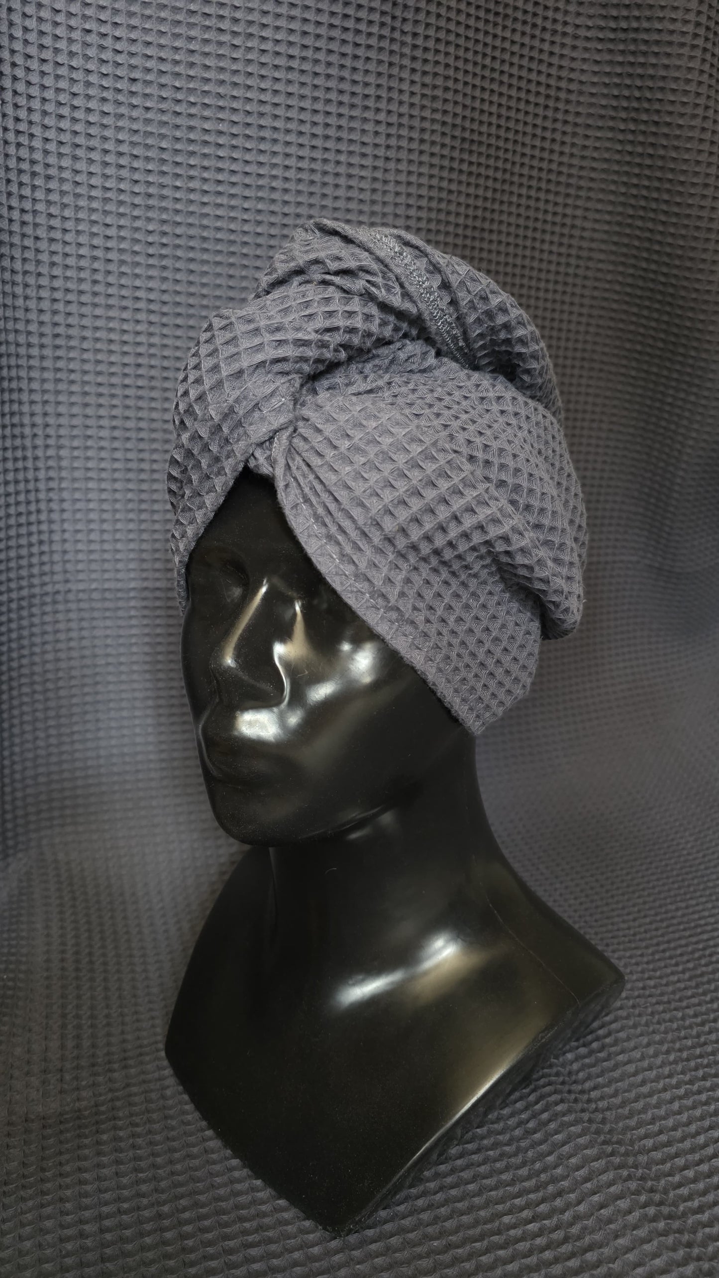 Plaukų rankšluostis Turbanas su sagomis, vafliniu pynimu / sena rožinė