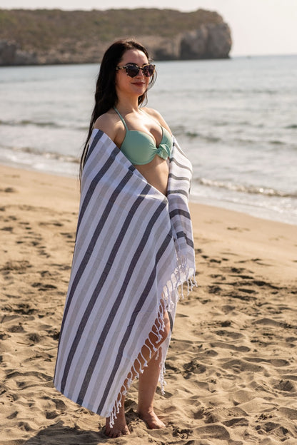 Beach Towel Afrika - grey stripes