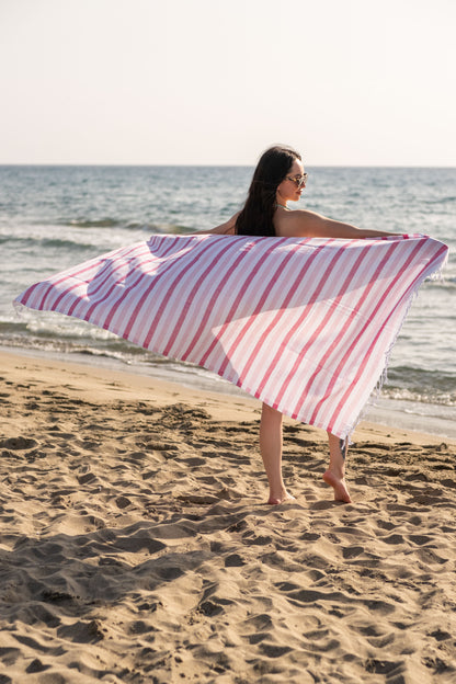 Beach Towel Afrika - pink stripes