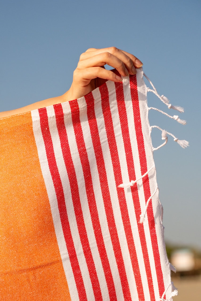 Beach Towel Marine - orange stripes