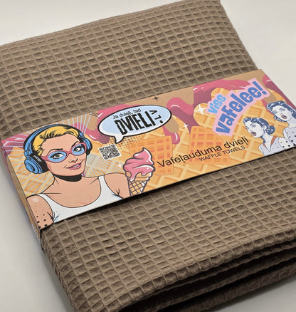 Waffle Fabric Towel  / LIGHT BROWN
