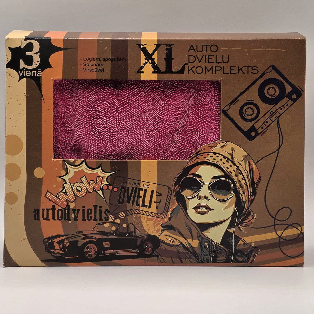 Car detailing towel set of 3 / PINK