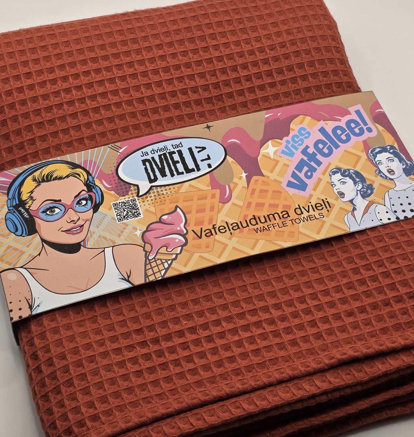 Waffle Fabric Towel / BRICK RED