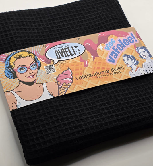 Vafeļauduma dvielis / MELNS