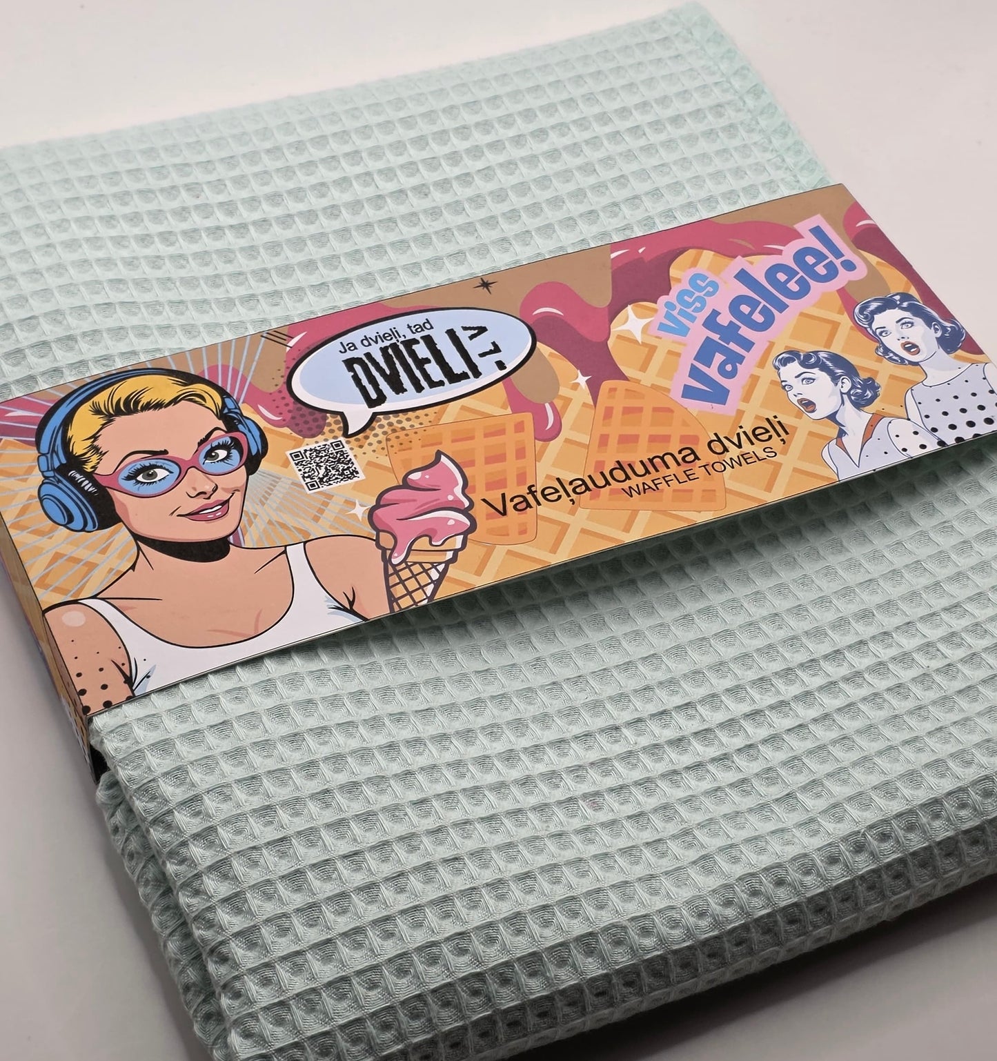 Vafeļauduma dvielis / PIPARMĒTRU ZAĻŠ