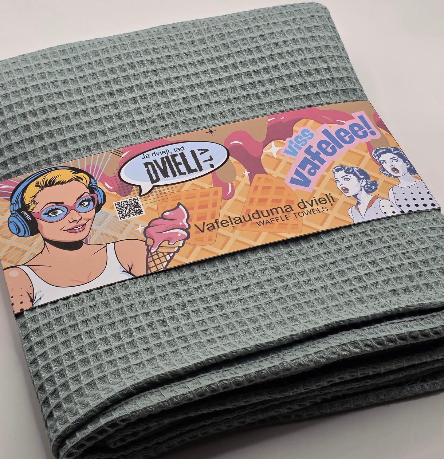 Waffle Fabric Towel  / SAGE GREEN