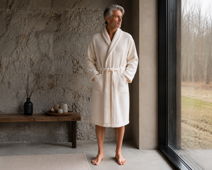 Waffle Fabric Bathrobe / CHAMPAGNE