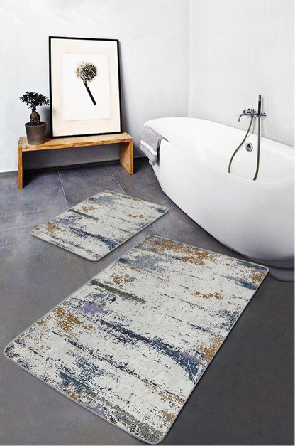 Vintage krēmkrāsas vannas istabas paklājiņš - 2 gab.