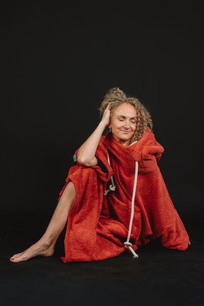 Pončo unisex - ķieģeļsarkans