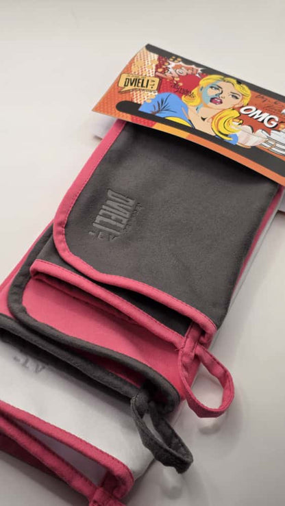 Kitchen towel set - grey/pink