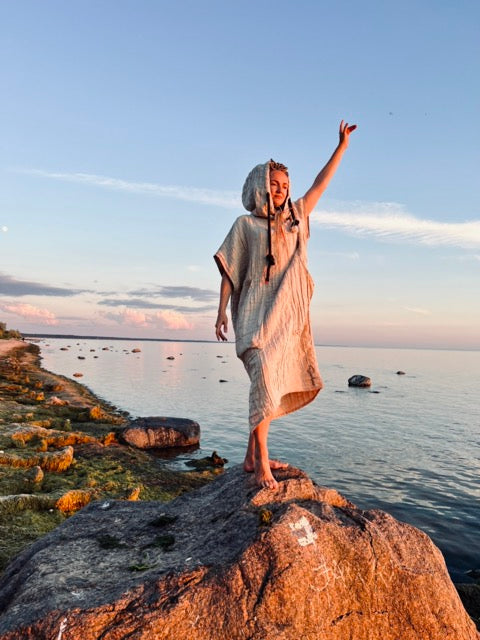 Dubultā lina PONČO - unisex, garais