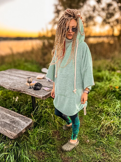Pončo unisex - zaļgans / īsais