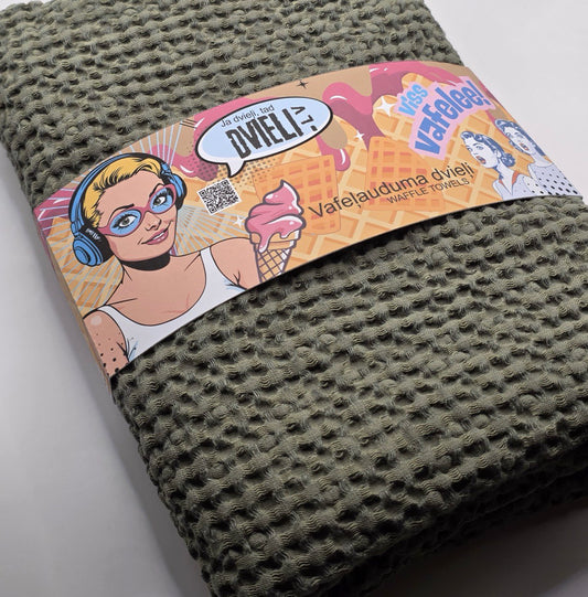 Lina vafeļauduma dvielis /  ZAĻŠ